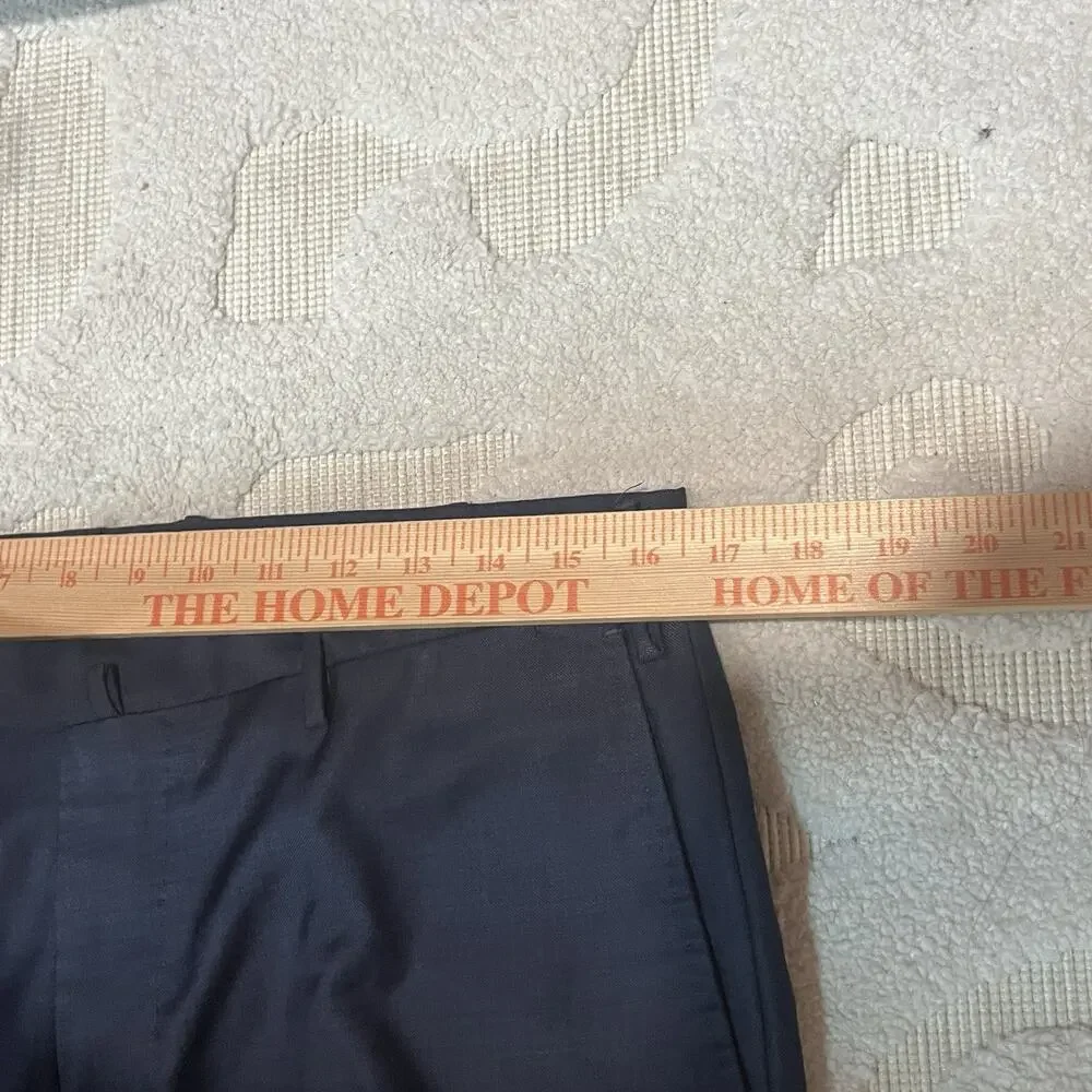 INCOTEX Pants Mens 34 (33x30) Slowear Classic Fit Wool Trousers Navy Blue EUC